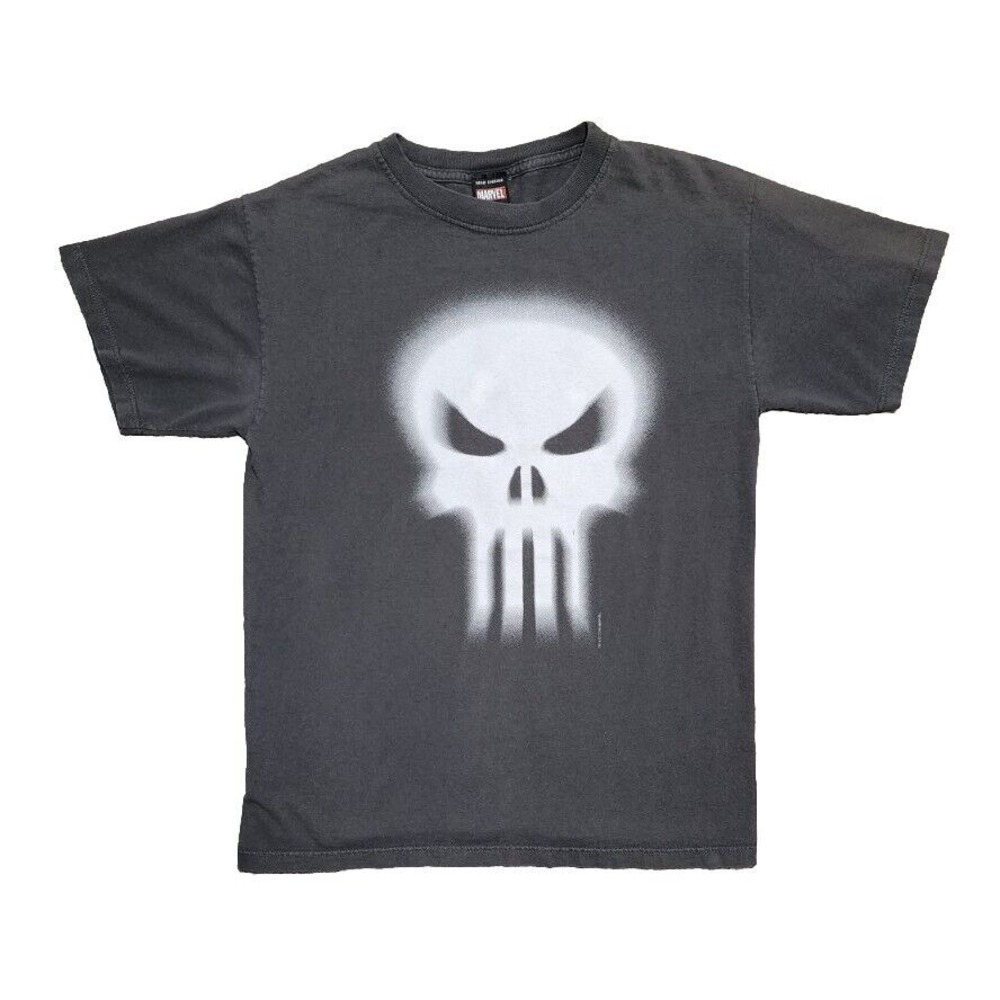 Vintage Marvel Y2K Punisher Skull Graphic Tee Shirt Mens S 2004‎ Mad Engine